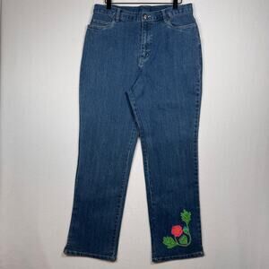 Birch Hill Floral Embroidered Appliqué Jeans Y2K Cottagecore Size 12